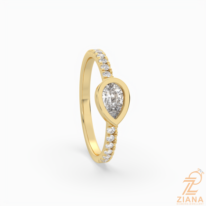 Pear Cut Diamond Bezel Engagement Ring