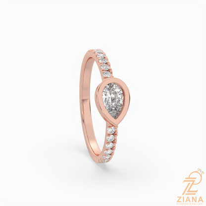 Pear Cut Diamond Bezel Engagement Ring