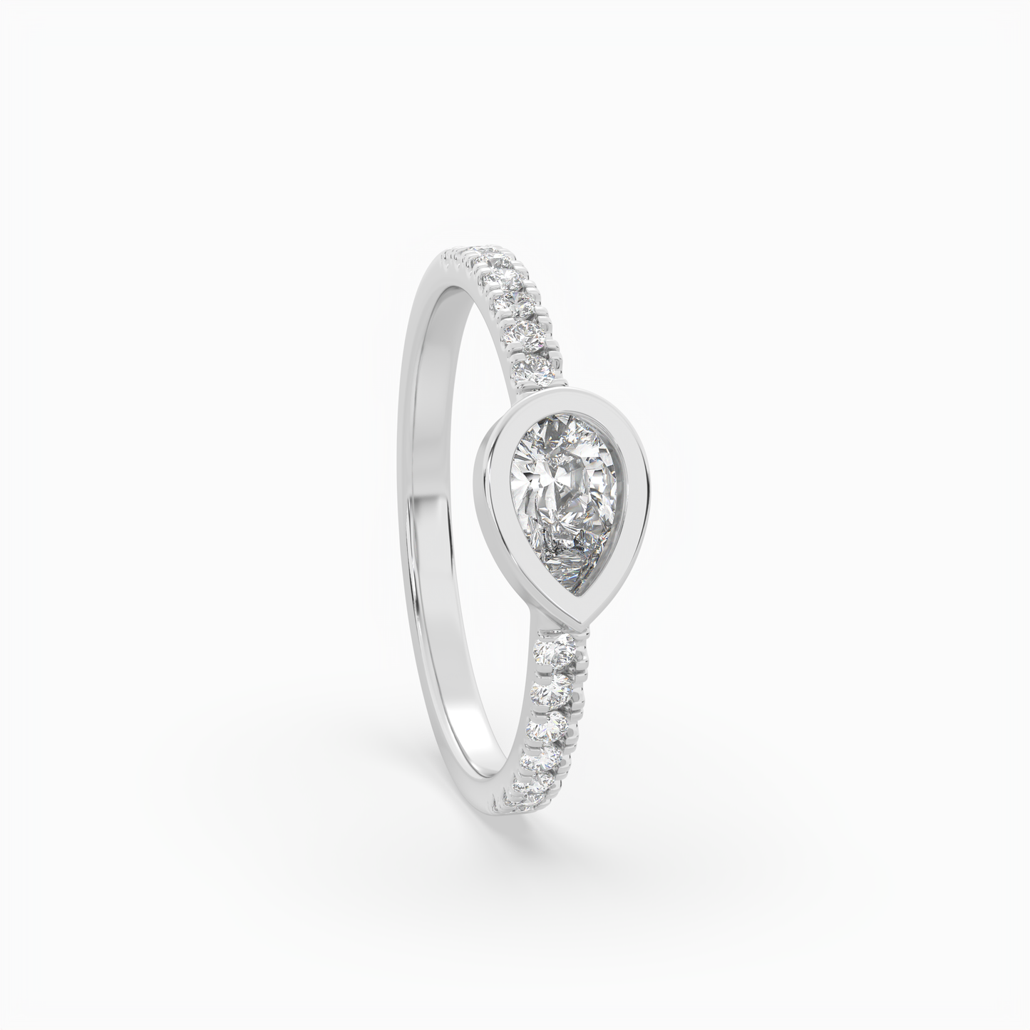 pear lab grown diamond east west halo fashion ring