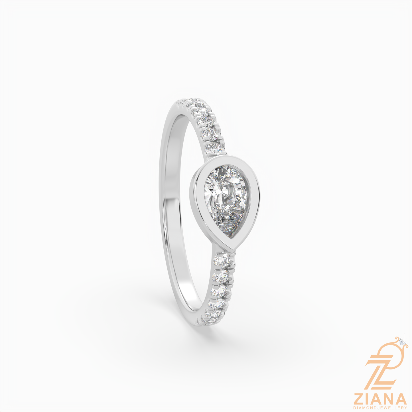 pear cut diamond bezel engagement ring