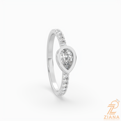 Pear Cut Diamond Bezel Engagement Ring