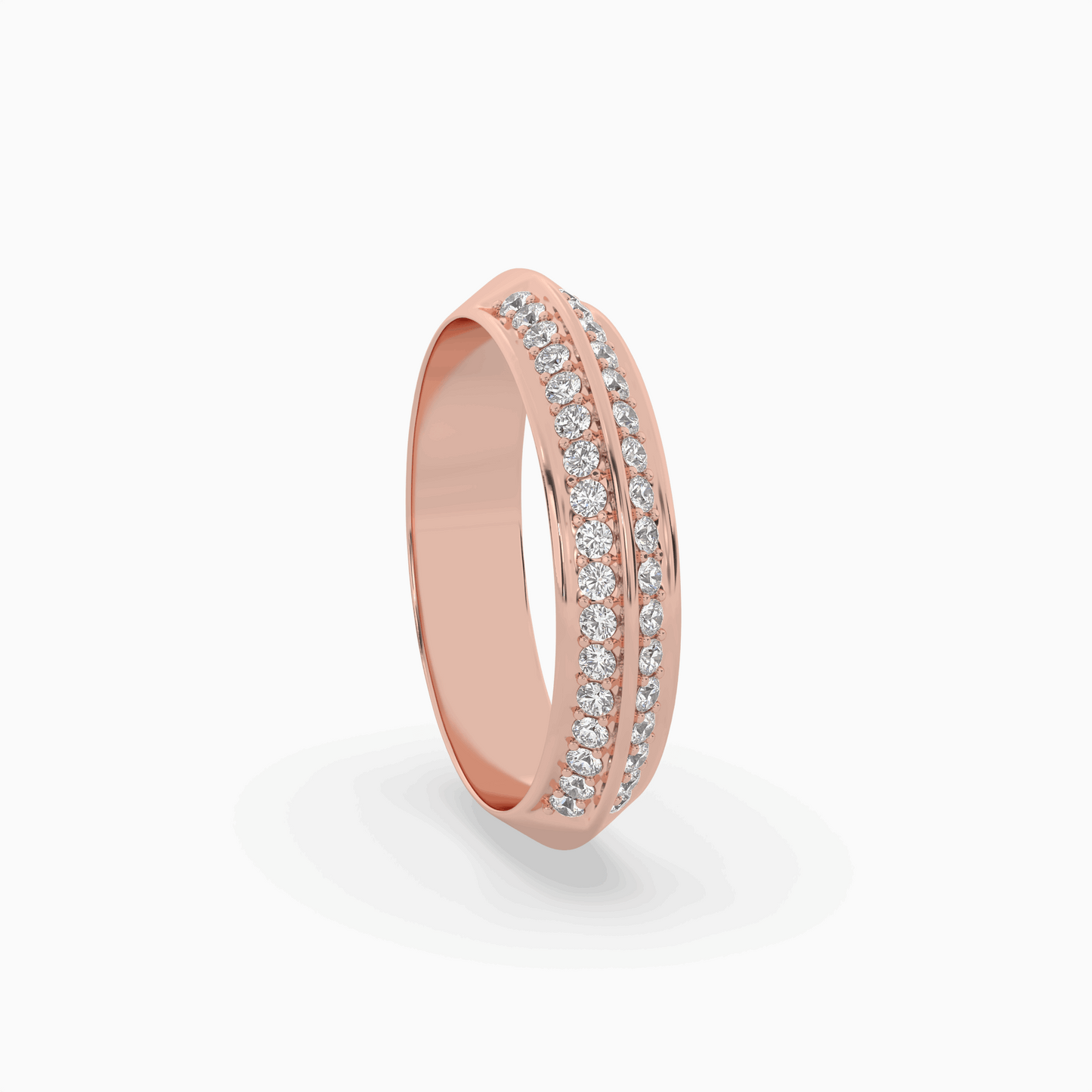 comfort fit double channel round cut diamond eternity ring