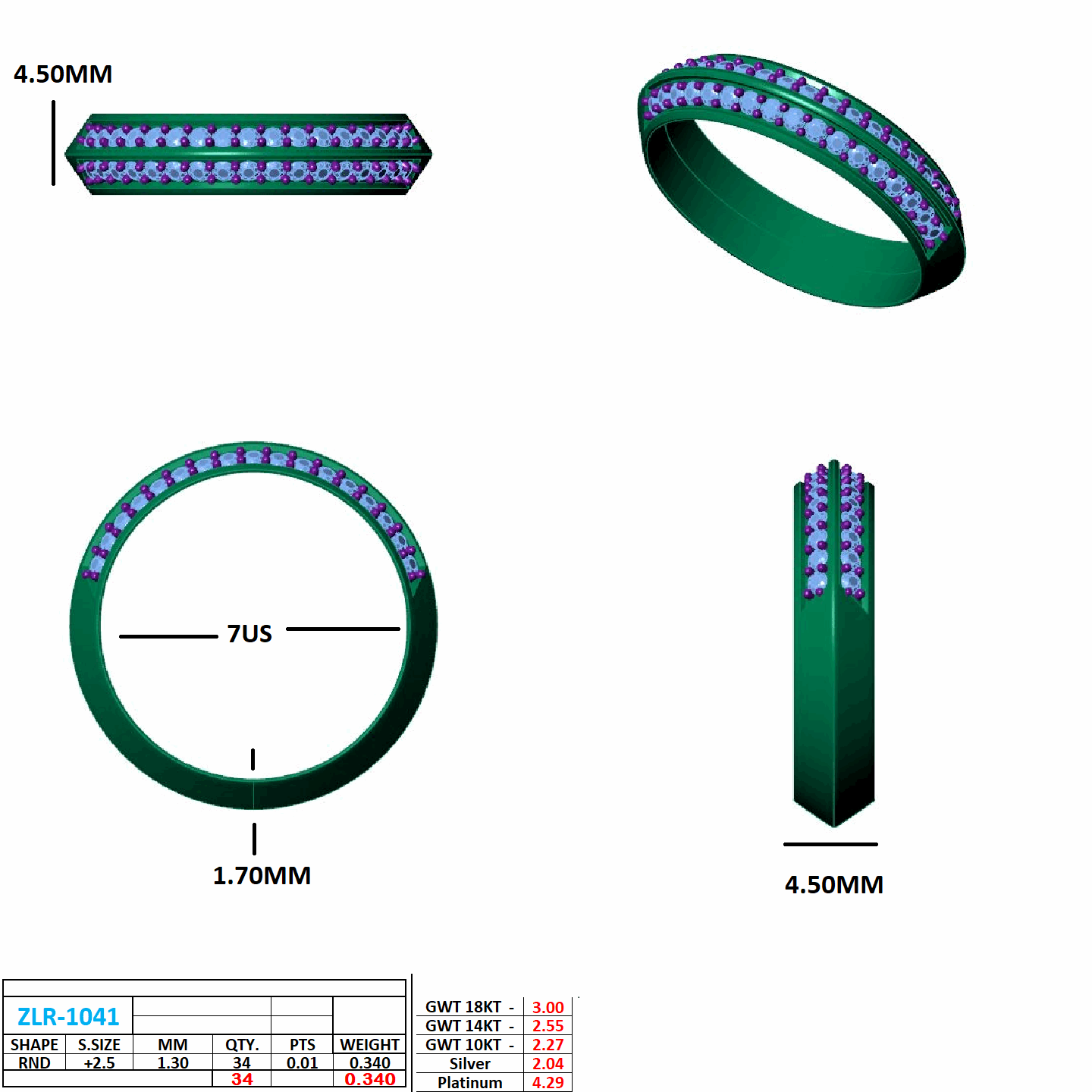 comfort fit double channel round cut diamond eternity ring