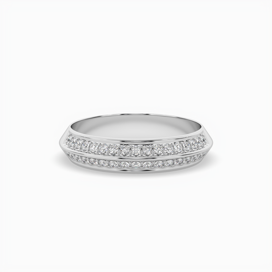 Comfort Fit Double Channel Round Cut Diamond Eternity Ring