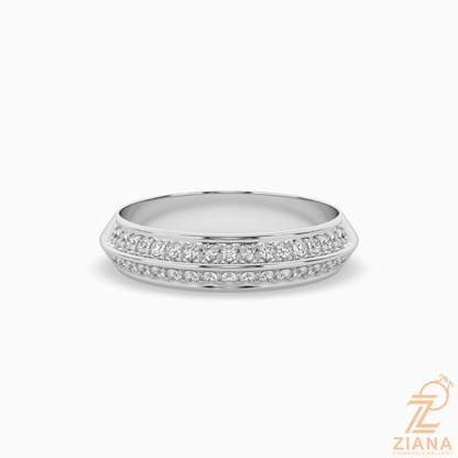 Double Row Diamond Wedding Band in Solid Gold