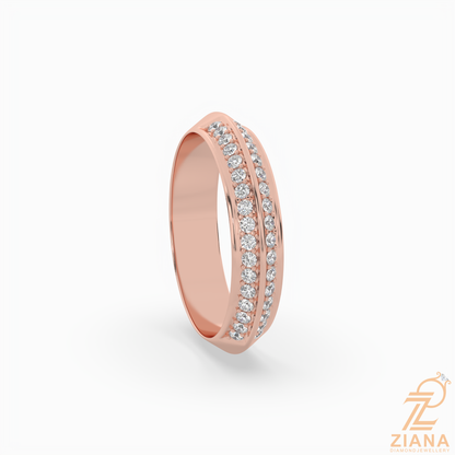 Double Row Diamond Wedding Band in Solid Gold