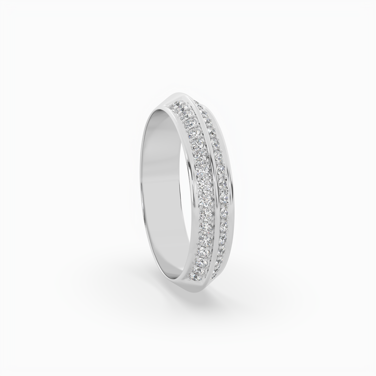 comfort fit double channel round cut diamond eternity ring