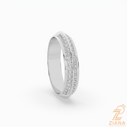 Double Row Diamond Wedding Band in Solid Gold