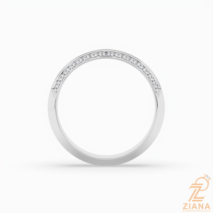 Double Row Diamond Wedding Band in Solid Gold