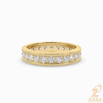 Channel Set Round Diamond Wedding Band Ring