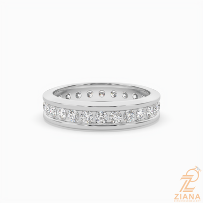 Channel Set Round Diamond Wedding Band Ring