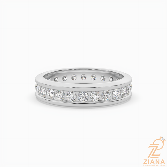 Channel Set Round Diamond Wedding Band Ring