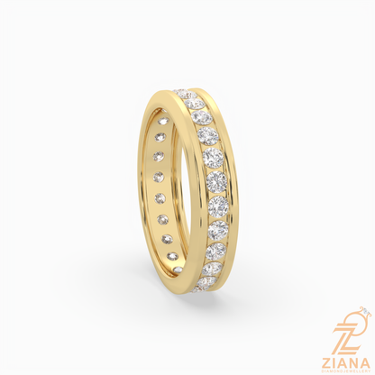 Channel Set Round Diamond Wedding Band Ring
