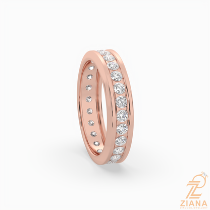 Channel Set Round Diamond Wedding Band Ring