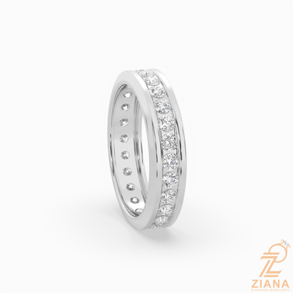 Channel Set Round Diamond Wedding Band Ring