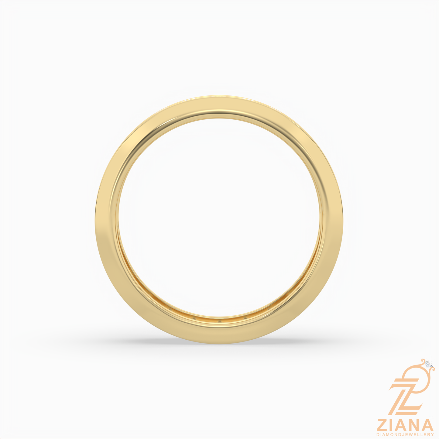 channel set round diamond wedding band ring