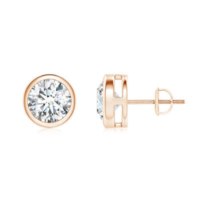 Bezel Set Round Diamond Solitair Studs