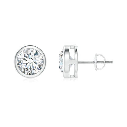 Bezel Set Round Diamond Solitair Studs