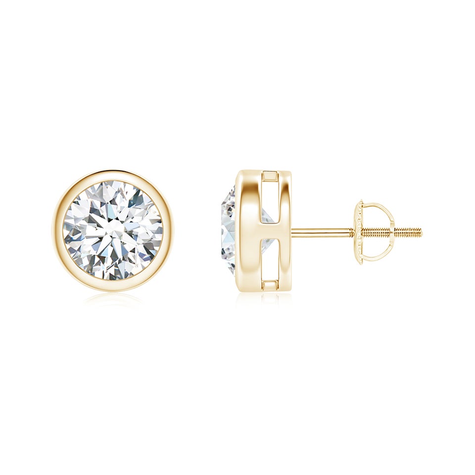 bezel set round diamond solitair studs