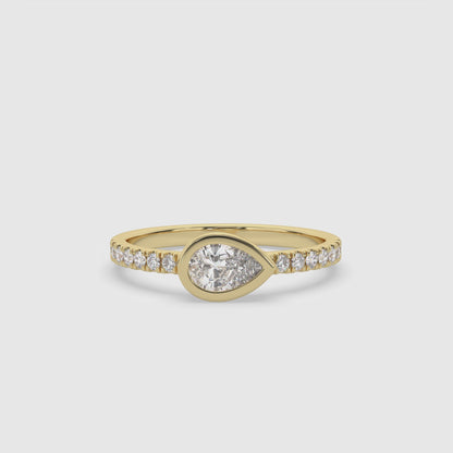 Pear Lab Grown Diamond East West Halo Fashion Ring