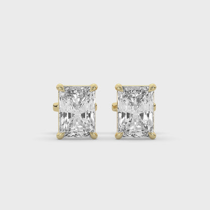 Radiant Cut Solitaire Diamond Stud Earrings