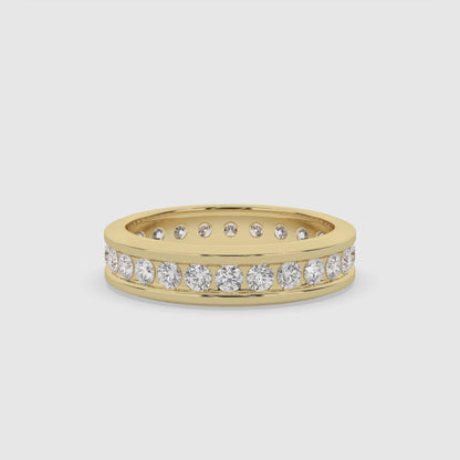 Channel Set Round Diamond Wedding Band Ring