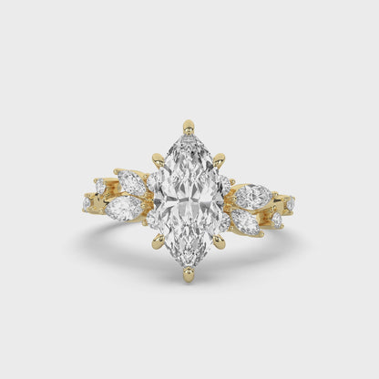Marquise Diamond Floral Engagement Ring