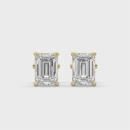 Emerald Cut Solitaire Diamond Stud Earrings