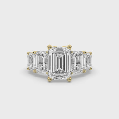 Emerald Cut Diamond Seven Stone Engagement Ring