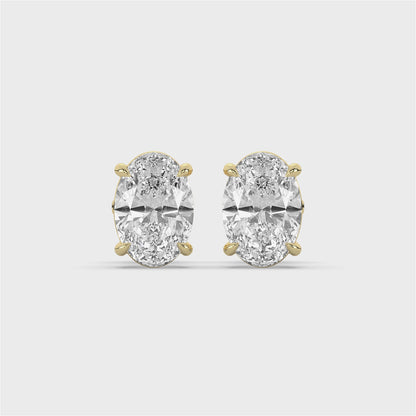 Oval Cut Solitaire Diamond Stud Earrings