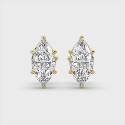 Marquise Cut Solitaire Diamond Stud Earrings
