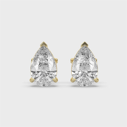 Pear Cut Solitaire Diamond Stud Earrings