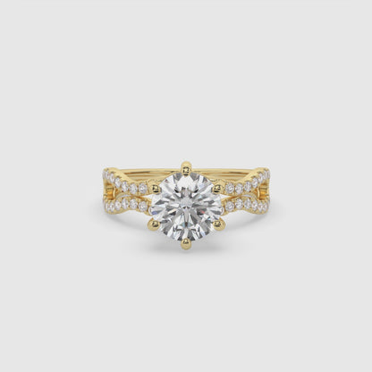 Round Brilliant Cut Diamond Split Shank Engagement Ring