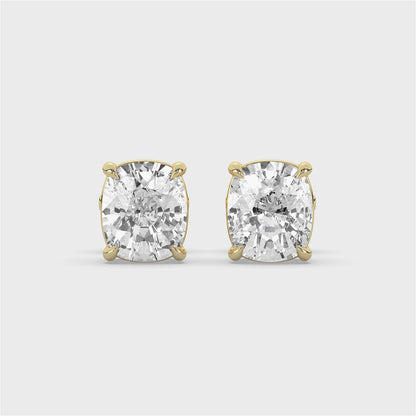 Cushion Cut Solitaire Diamond Stud Earrings