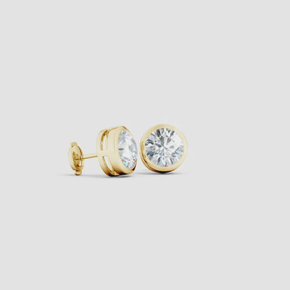 Bezel Set Round Diamond Solitair Studs