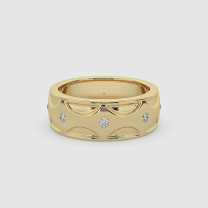 Round Diamond Pattern Wedding Band