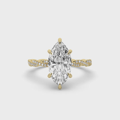 Twisted Marquise Diamond Engagement Ring