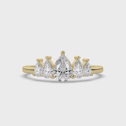 Five Stone Pear Diamond Engagement Ring