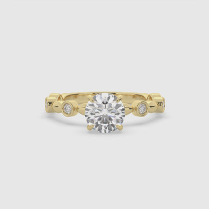Round Brilliant Cut Diamond Bezel Accent Engagement Ring