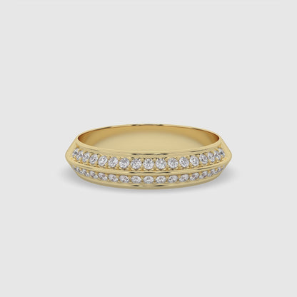 Double Row Diamond Wedding Band in Solid Gold