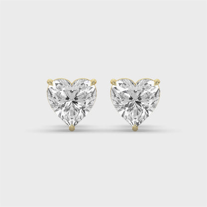 Heart Cut Solitaire Diamond Stud Earrings