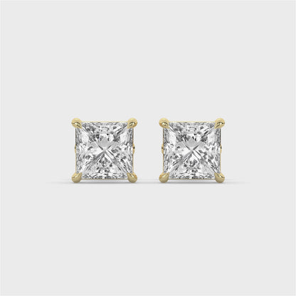 Princess Cut Solitaire Diamond Stud Earrings