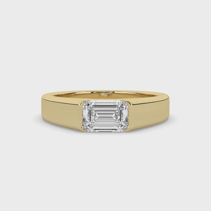Emerald Cut Solitaire Signet Ring