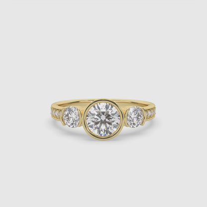 Classic Three Stone Round Diamond Engagement Ring
