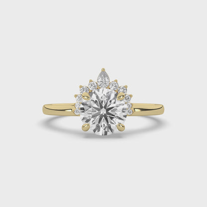 Round Brilliant Diamond Floral Halo Engagement Ring