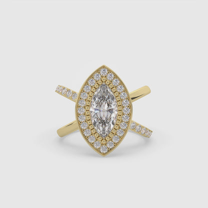 Pointer Marquise Cut Solitaire Halo Diamond Shank