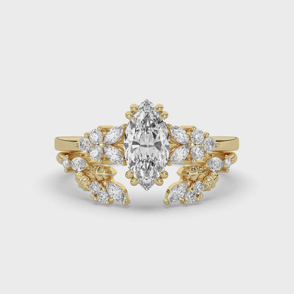 Marquise Diamond Engagement Ring Set