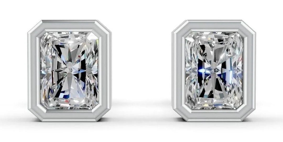 minimalist radiant diamond studs
