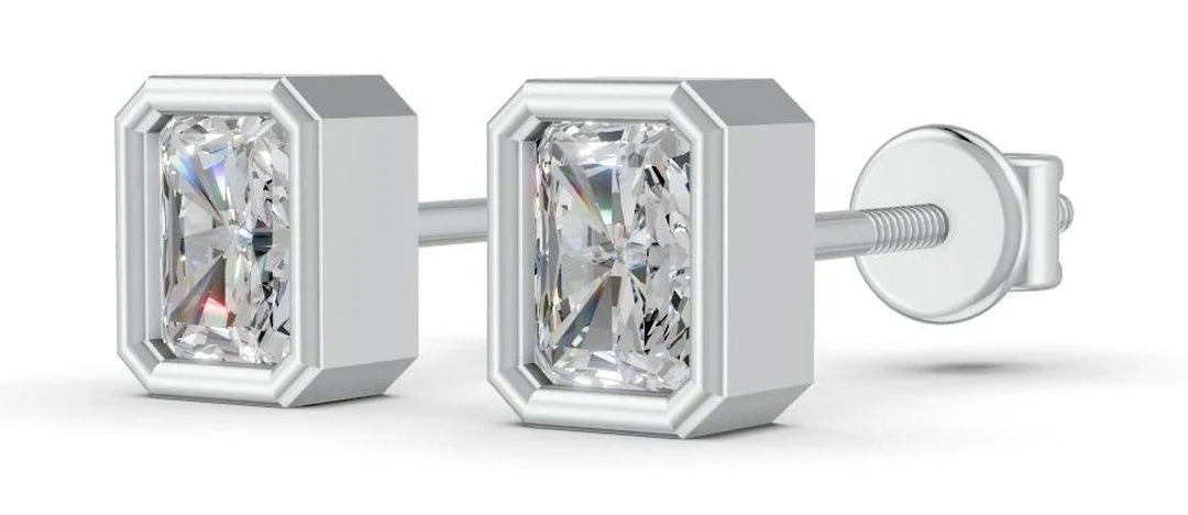 minimalist radiant diamond studs