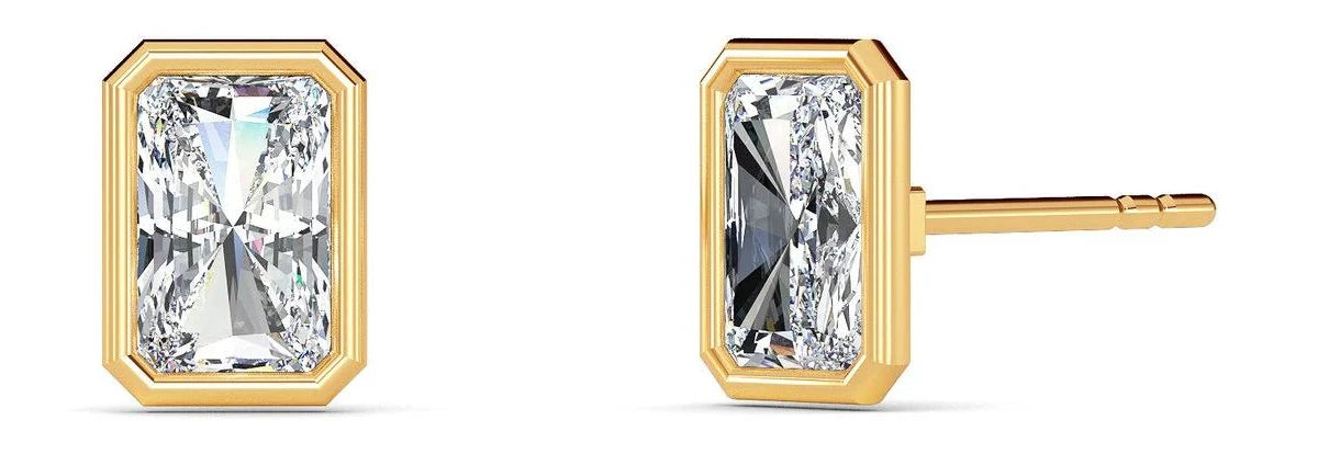 minimalist radiant diamond studs